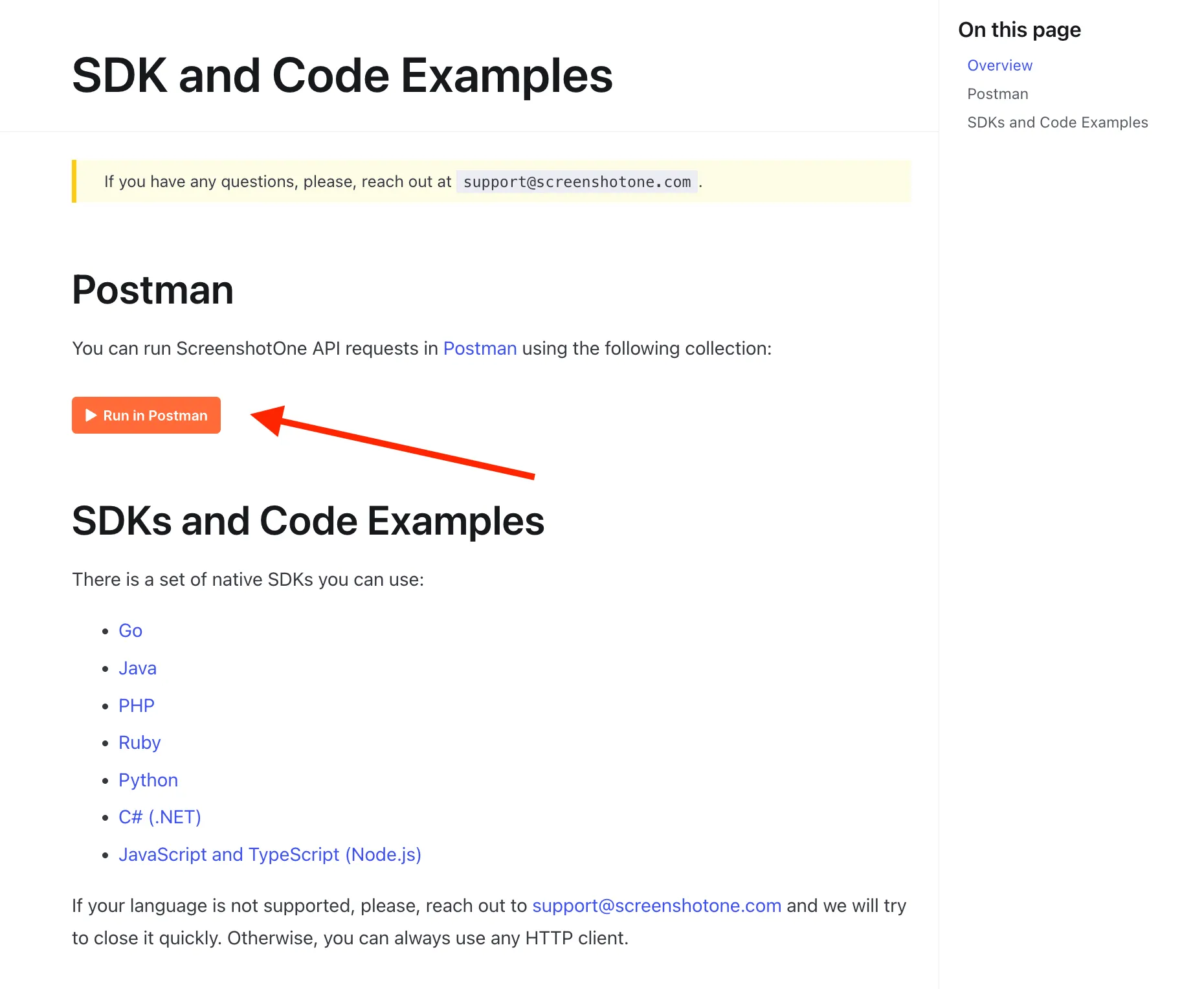 A Run In Postman button