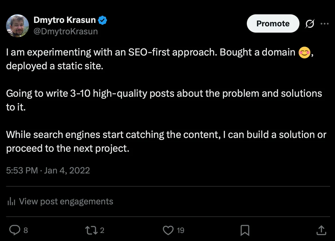 A tweet about SEO